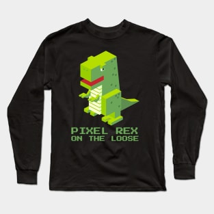 Dinosaur Pixel Rex Rampage - A Dino-mite Tee for Kids Long Sleeve T-Shirt